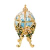 QIFU Hand Painted Enameled Faberge Egg Style Decorative Hinged Jewelry