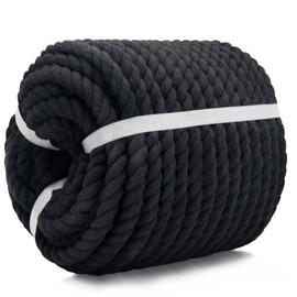 SINYLOO Black Rope 1/2 inch Twisted Cotton Rope, Thick Rope for Decoration, Crafts, Swing, Plant Hanger(100 feet)