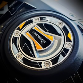 Az Graphishop 3D Resin Fuel Cap Protector Compatible with Moto Guzzi Stelvio V100 2024-2025 GP-3058 (Savanna Yellow)