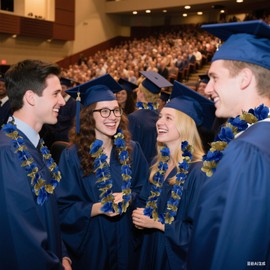 Leis for Luau Party, 24Pack Hawaiian Leis for Graduation Bulk Single Color, Birthday Beach Party Favors Gold Purple White Blue Red Flower Accessories Ceremonies Women Men (24Pack Blue & Gold Leis)