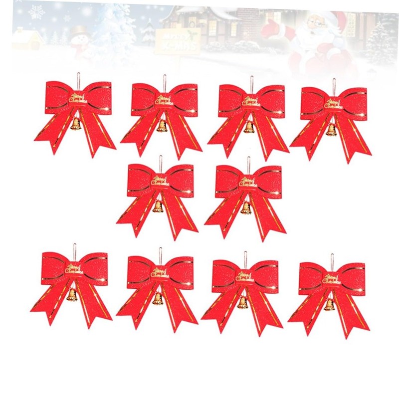 Levemolo 10pcs Christmas Bell Ornaments Large Bowknot Design Xmas Tree