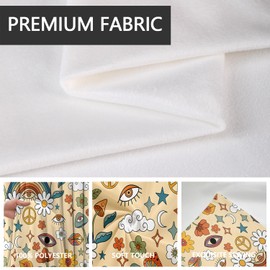 AAtter Retro Mushroom Window Curtains for Kitchen Boho Vintage Floral Hippe Kids Rainbow Small Short Home Living Room Bedroom Bathroom Drapes Treatment Tiers Fabric 1 Pair, 27.5" W x 39" L, Colorful