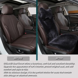 OGLAND 2 Pack Fur Fluffy Sheepskin Car Seat Covers for Universal Plush Soft Seat Cushion Accessories Automobiles (Graphite, 2 Front Seat（6 Pack）)