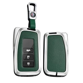 TECART Smart Case Cover Accessories for Lexus RX350 RX450h IS250 IS300 LS500 LC500H ES GX NX RX LX LC LS RC UX US GS - Protector Fob Leather Keychain Silvery-Green