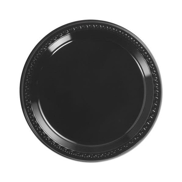 Chinet 81409 Heavyweight Plastic Round Plate, 9" Diameter, Black (Case of 500)