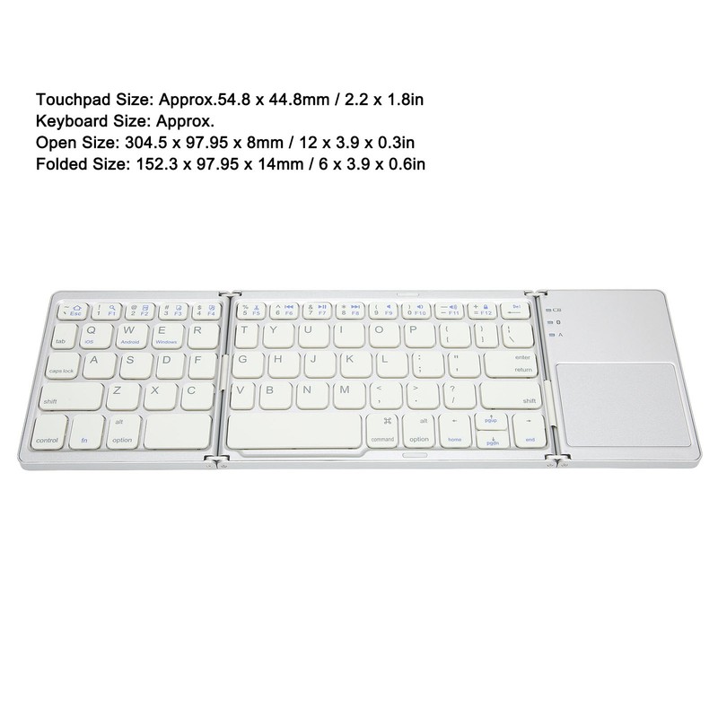 Foldable Bluetooth Keyboard 63 Keys Metal Ultra Thin Mini Folding