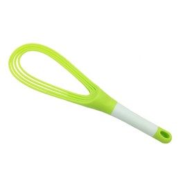 Whisk 29cm Flat Plastic Thick Wire Egg Frother Non-Stick Cookware for Cooking Mixing Stirring Green