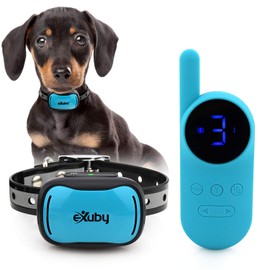 eXuby - Tiny Shock Collar for Small Dogs 5-15lbs - Smallest Collar on The Market - Sound, Vibration, & Shock - 9 Intensity Levels - Pocket-Size Remote - Long Battery Life - Water-Resistant (Teal)