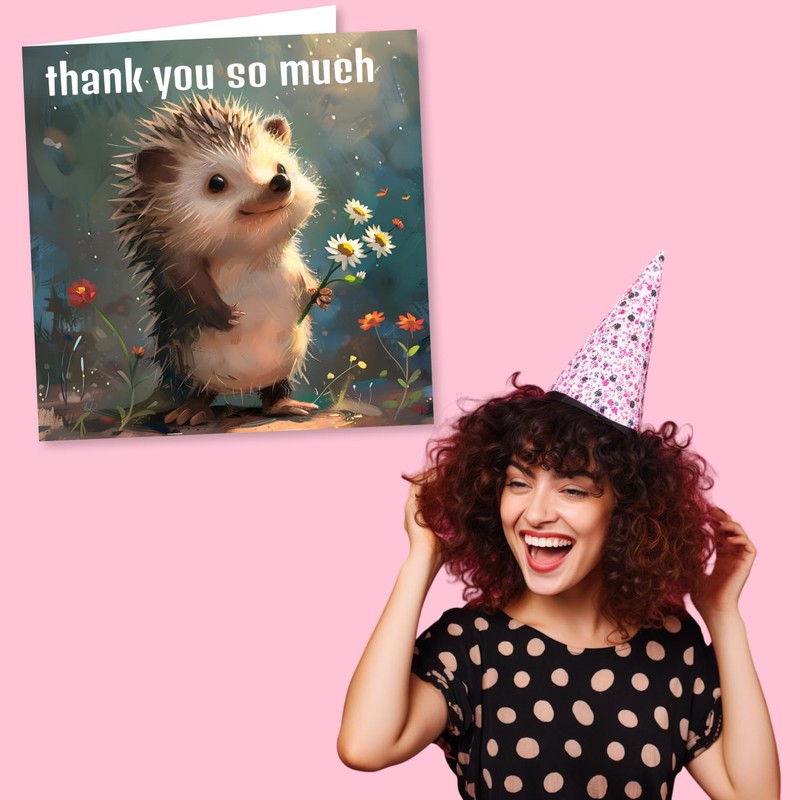 Adorable Hedgehog Thank You Card - Thank You So Much