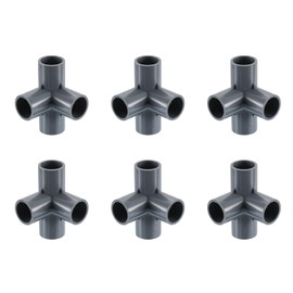 sourcing map 1/2" PVC Fittings, 8 Pcs 4 - Way Elbow Connector Elbow PVC Furniture Fittings Corner Fitting for Water Supplies PVC Furniture DIY Shelf Greenhouse Tent Connection, Grey