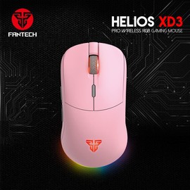 FANTECH Helios XD3 Symmetrical Wireless RGB Gaming Mouse, 16,000 DPI 6 Programmable Buttons Professional Grade Small Size Mouse (Pink)