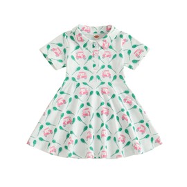 Xnqiwq Kids Toddler Girl Golf Outfit Girls Golf Dress Golf Cart Short Sleeve A Line Tennis Polo Tank Dresses Summer Clothes (White, 2-3 Years)