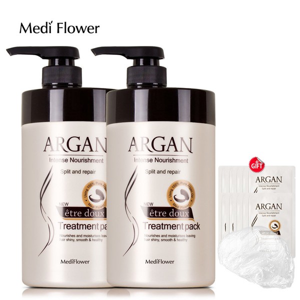 Mediflower Attus Argan Treatment Hair Pack 1000mlx2 + 10 Argan Pouches + Hair Cap