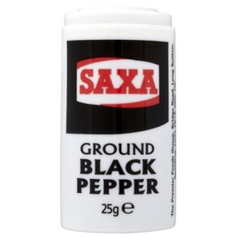 Saxa Ground Black Pepper 25g (Pack of 12 x 25g)