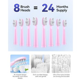 JTF Sonic - Cepillo de dientes eléctrico para adultos y niños, 5 modos para dientes sensibles, limpieza eficaz pero suave, con 8 cabezales de cepillo 