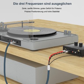 Monosaudio High End Tonearm Cable Phono Cable 1M OFC Silver-Plated Conductor 2 x Silver-Plated RCA Male to 5-Pin Gold-Plated Tonearm Socket Straight with Separate Earthing Line for Turntable