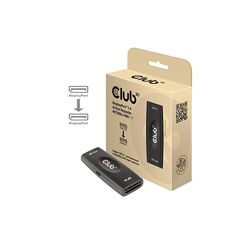 Club3D DisplayPort 1.4 Active Repeater/Signal Amplifier 4K120Hz HBR3 B/B