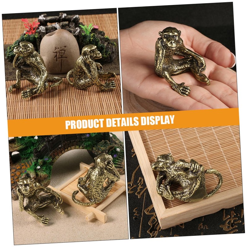 iplusmile Retro Brass Monkey Figurine Antique Monkey Statue Ornament for