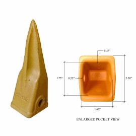Quality Aftermarket 2 Backhoe Bucket Cat J200 Style Tiger Teeth w/ pin & retainer, 1U3202TL, 9W8209