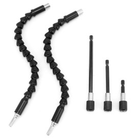 QWORK® 2 Pieces 1/4’’ Flexible Drill Bit Extension Shaft 30cm, 3 Pieces 1/4 Inch Hex Shank Extension Rod,Screwdriver Bit Holder, 60mm, 100mm, 150mm