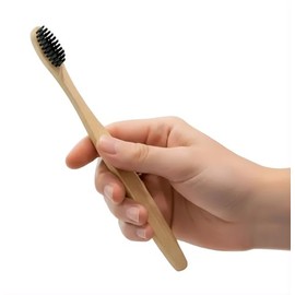 Cepillo de Dientes de Bambú 100% Biodegradable Libre de BPA, Cerdas suaves, Dientes sensibles, Color Negro