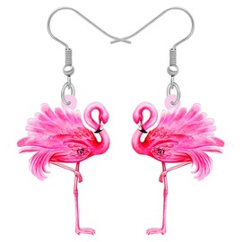 RAIDIN Acrylic Cute Flamingo Dangle Hook Earrings Gifts for Her Cartoon Bird Jewelry for Women Birds Lovers Charms (Pink)
