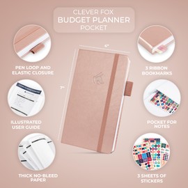 Clever Fox Budget Planner Pocket – Mini Expense Tracker Notebook. Monthly Budgeting Journal, Bill Planner & Finance Book to Control Your Money. Undated - Start Anytime. Small Size, Rose Gold