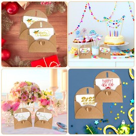CAINCAY Kraftpapier Umschläge 40 Stück Mini Briefumschläge mit 40 Stück Karten Set, Klein Umschläge Mini Briefumschläge mit Herz Verschluss für Geldgeschenke Dankeskarten Einladung