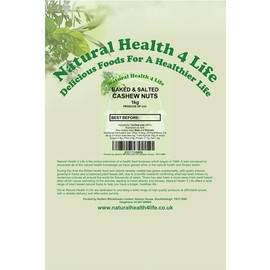 Natural Health 4 Life Whole Baked and Salted Cashew Nuts 1kg