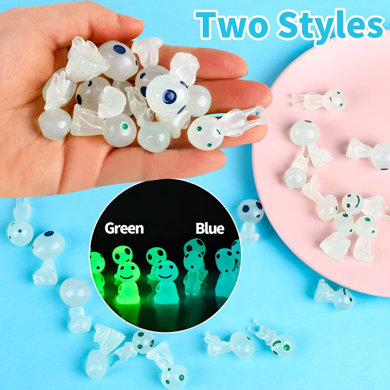 DERAYEE 10pcs Resin Luminous Wooden Elf Figurine Luminous Miniature Decoration
