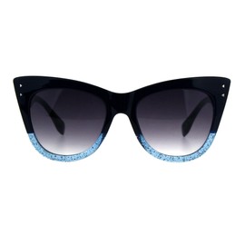 Butterfly Cateye Sunglasses Womens Designer Shades Navy Blue Glitter, Smoke