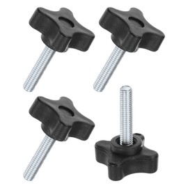 M METERXITY 4-Pack Star Clamping Knobs, M6x30mm Male Thread Hand Tightening Screw for Machinery/Electronic/Furniture/Umbrella Base, Machine Handle Replacement [32mm, Black]