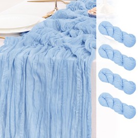 LINXTAR Baby Blue Cheesecloth Table Runner 14ft 4 Pack Vintage Rustic Gauze Table Runner 171x35 Inches Boho Decoration for Birthday Party Wedding Baby Shower Brunch Tea Party Photo Background