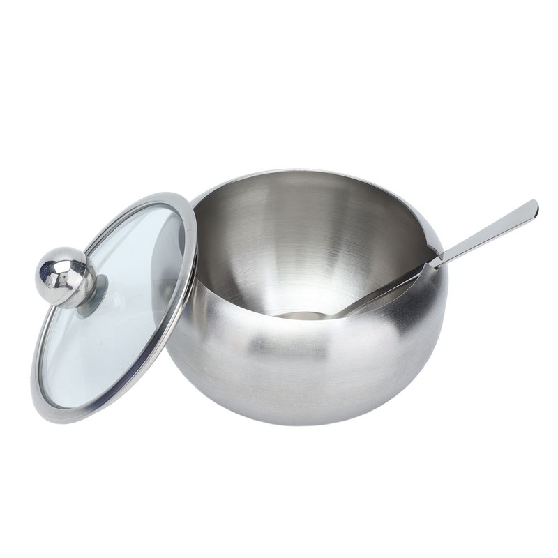 RASTKY Sugar Bowl Stainless Steel Clear Lid Inbuilt Spoon for