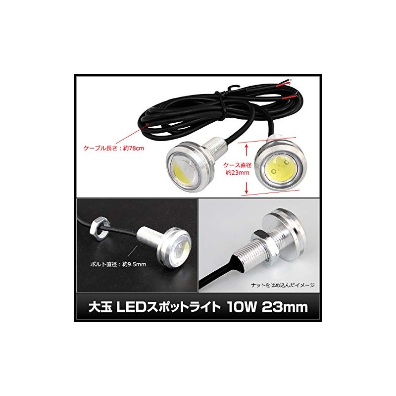 [Pack of 2] Waterproof Large LED Spotlight, Green, 0.5 V,