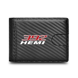 iPick Image 392 HEMI Black Slim Real Leather Carbon Fiber Patterns RFID Blocking Bi-fold Wallet