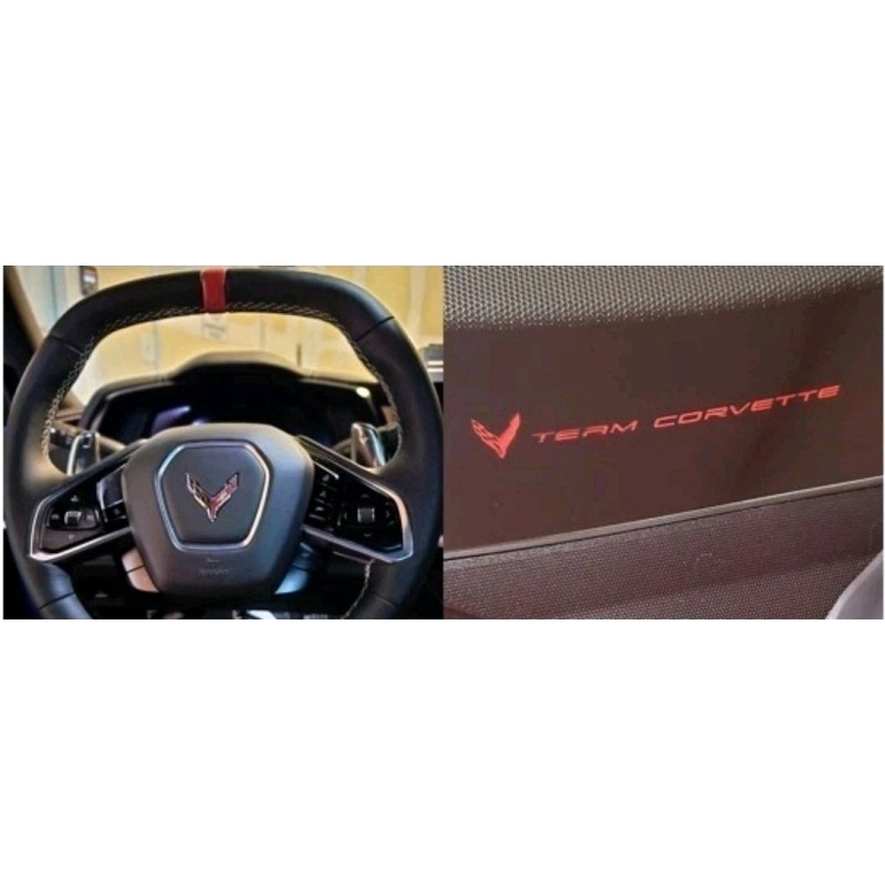 23766 C8 Corvette RAPID BLUE STEERING WHEEL VINYL STRIPE (2