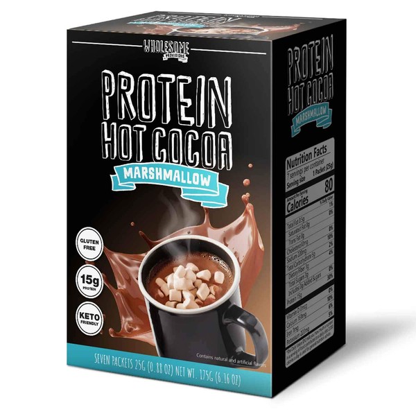 Protein Hot Chocolate, Keto Hot Chocolate Mix, Low Carb Hot Cocoa, 15g Protein, 2g Net Carbs, Low in Sugar, Instant Hot Coco, 7 Individual Macro-Controlled Packages (Marshmallow, 3 Pack)