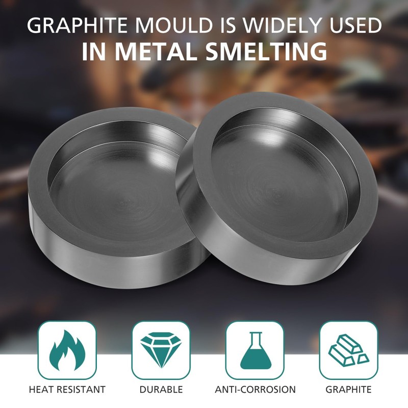 VILLCASE 4Pcs Round Graphite Ingot Molds 2 Inch Metal Casting