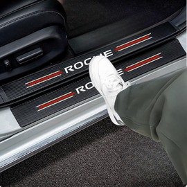 4PCS car Door sill Protector Stickers Compatible with Rogue Carbon Fiber Texture Leather car Door sill Cover