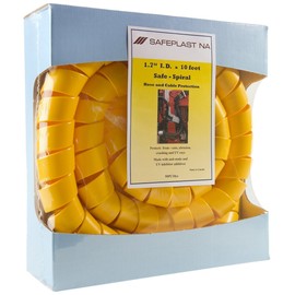 Caplugs SPPC Series – Safeplast Safe-Spiral Pre-Cut Spiral Wrap, Hose & Cable Protector, Yellow HD-PE, 2.0" OD x 10' Pre-Cut Length, Hydraulic & Pneumatic Hoses (50PC10ye)