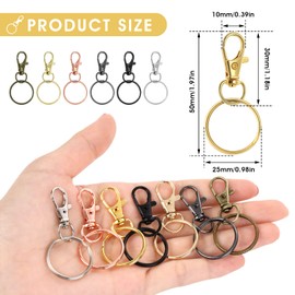 Grevosea 70 Pcs Key Chain Clip Hooks, Swivel Clasps Set 35 Piece Lanyard Snap Hooks with 35 Piece Key Chain Rings Lobster Clasp Keychain Hooks Lobster Claw Clasps for Keychain Jewelry DIY (7 Colors)