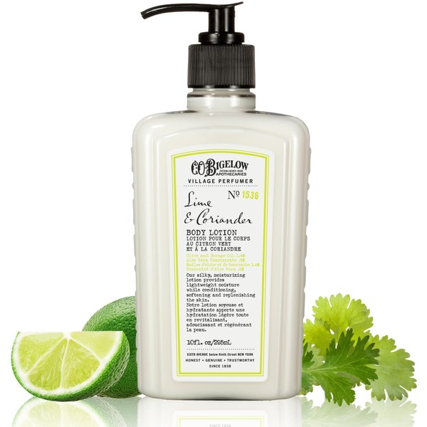 C.O. Bigelow Village Perfumer Moisturizing Body Lotion for Women and Men, Lime Coriander Scented Lotion - No. 1536, 10 fl oz