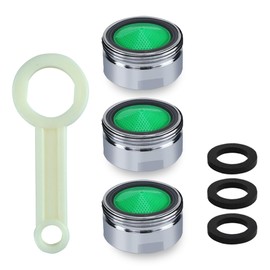 Haiba 3 Pack Tap Aerators Universal Replacement Part, Brass Male Spout Threaded Aerator with Gasket and Plastic Faucet Wrench Tool, Polished Chrome