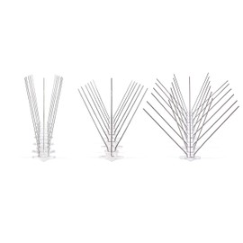 Bird Barrier Bird-Flite Stainless Steel Bird Spikes | Metal Pins Strips with Plastic Base, Clear Glue Adhesive Included - Xtra Wide (8in) 10 Ft. Length