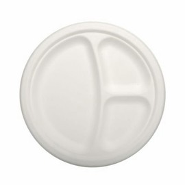 Disposable Tableware & Cutlery 50 Sturdy Plates Sugar Cane Pure 3-Piece Diameter 23 cm 2 cm White Dinner Plate