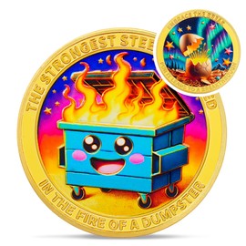 Emerging from Cocoon Dumpster Fire Coin - The Strongest Steel is Forged Dumpster Fire Challenge Coin - Funny Eggshell Desk Accessories for Work - Emotional Support Inspirational Gifts for Men Women