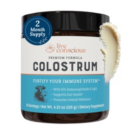 Live Conscious Live Conscious Colostrum Powder - Grass Fed Colostrum Supplement with Lactoferrin for Iron Absorption - Bovine Colostrum an Immune System Supplement