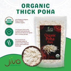 Jiva Organics Organic Poha Thick 2 Pound Bulk Bag - Flattened Rice