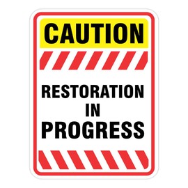 Portrait Round Plus Restoration In Progress Wall or Door Sign | Health And Safety Signage -Small